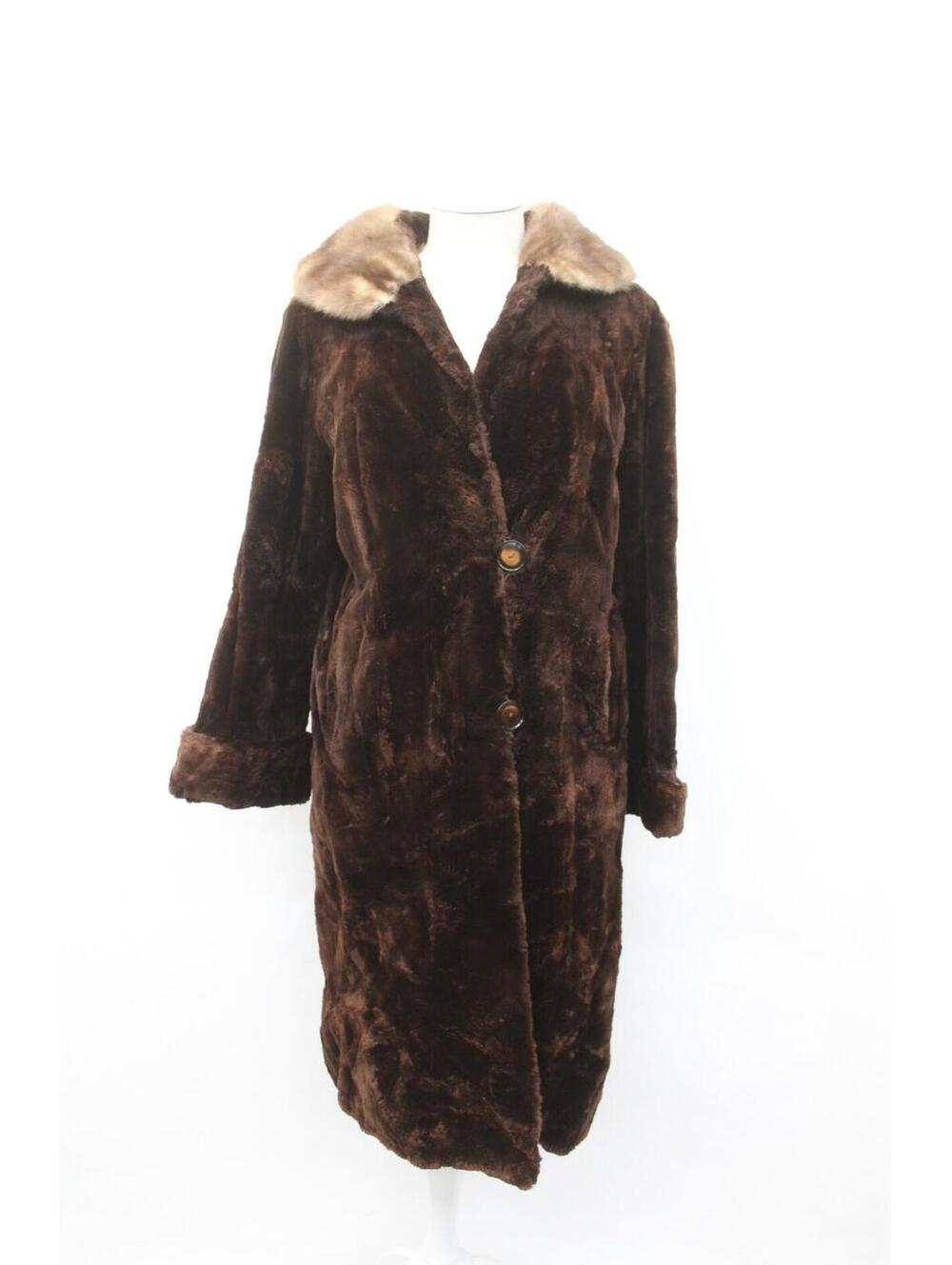 Scrap Item: Brown Sheared Muskrat Fur Coat Jacket W/ Lutetia Mink Collar Women